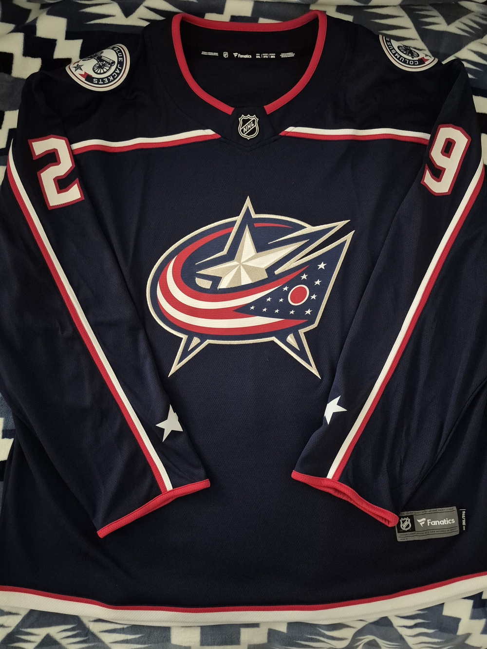 Fanatics 🏒 Columbus Blue Jackets Navy Red White NHL Jersey 29 Laine 3XL